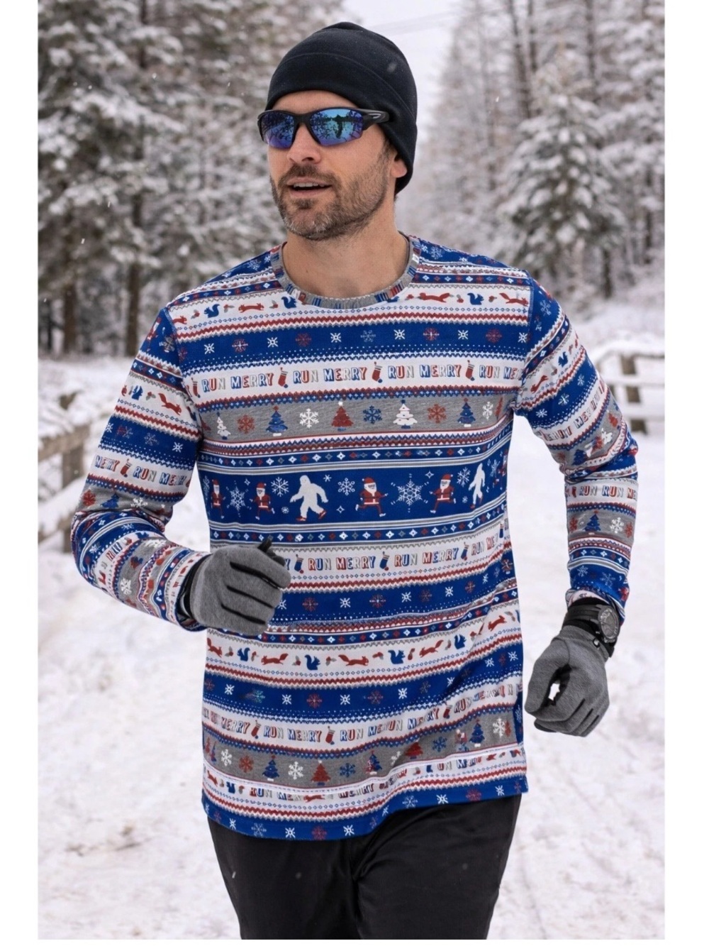 New with Tags Brooks Men's Running Shirt Long Distance Merry Run Merry Blue XL
